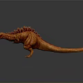 Orange Dinosaur Character Model With Spiked Back Open Mouth And Standing Pose