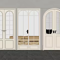 Modern White Double Doors Featuring Decorative Glass Panels And Golden Handles Interior Design