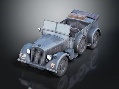 Vintage Military Off Road Vehicle With Open Top And Retro Design Wheels 3d model