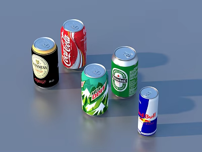 Assorted Canned Beverages Collection Featuring Various Brands Alcoholic And Non Alcoholic Flavors 3d model