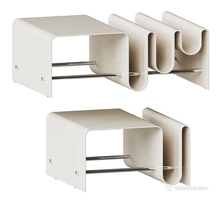 Modern White Coffee Table With Sleek Metal Frame And Minimalist Design 3d model