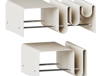 Modern White Coffee Table With Sleek Metal Frame And Minimalist Design 3d model