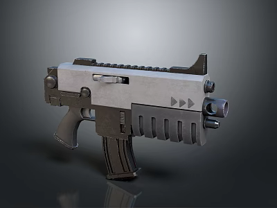 Tactical Gun With Modern Metal Construction Rail System And Muzzle Attachment 3d model