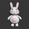 Cute White Rabbit Doll With Pink Ears And Heart On Chest For Kids