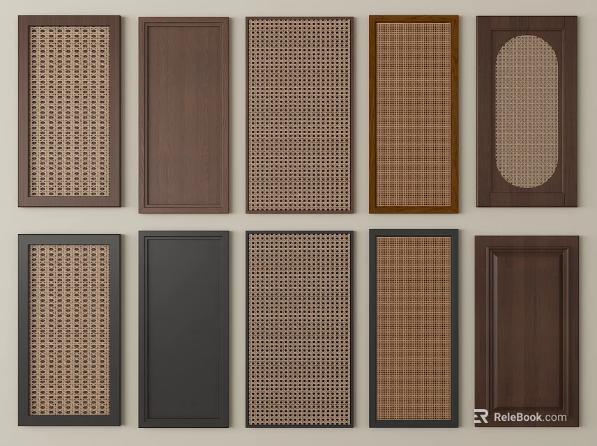 Wall Panels in Various Designs with Wooden Textures Woven Patterns and Solid Colors 3d model 