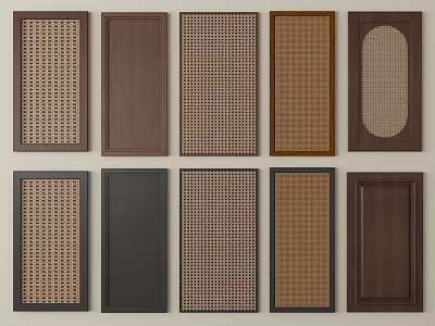 Wall Panels in Various Designs with Wooden Textures Woven Patterns and Solid Colors 3d model
