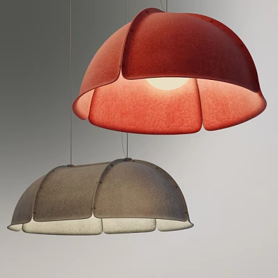 Modern Double Red and Gray Petal Shaped Fabric Pendant Chandelier for Home Interior 3d model