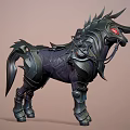 Game and Movie Character Black Armored Horse Like Creature With Red Eyes And Spikes