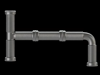 Corrugated Metal Pipe With Tee Joint And Elbow 3D Rendering Model 3d model