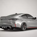 Silver Two Door Sports Car Featuring Red Stripes Black Wheels And Red Brake Calipers