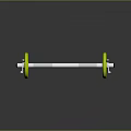 Yellow Barbell With Green Weight Plates And Silver Bar On Black Smooth Surface With Reflection