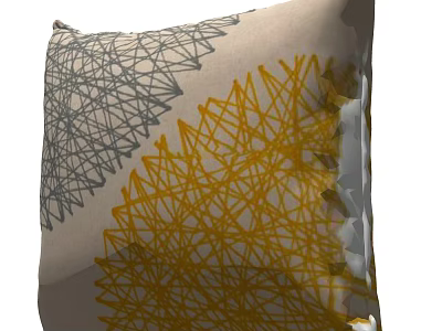 Gray And Yellow Abstract Line Pattern Decorative Pillow For Modern Home Decor 3d model