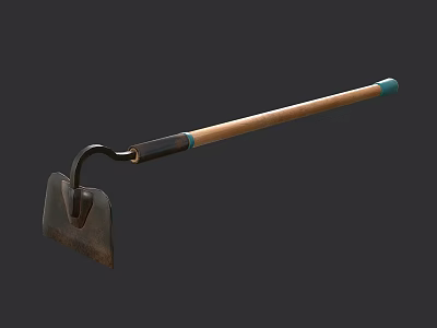 Durable Garden Shovel With Wooden Handle And Metal Blade For Digging 3d model