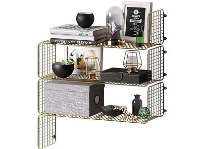 Nordic Metal Wall Storage Bookshelf Decorative Combination 3d model