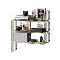 Nordic Metal Wall Storage Bookshelf Decorative Combination 3d model