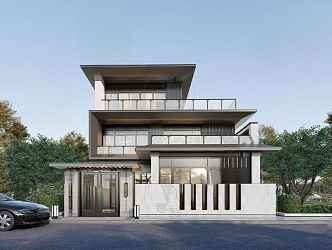 Modern single-family villa three-storey villa 3d model