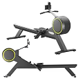 Sturdy Black Rowing Machine With Yellow Accents Device Holder And Smooth Slide Rail