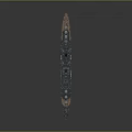 Warship 3D Model Display With Detailed Hull Turret And Deck Equipment On Reflective Surface