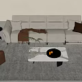 Modern Sofa Combination Sofa Coffee Table Living Room Sofa Multi-Person Sofa Single Person Sofa Leather Sofa Coffee Table Side Table 3d model
