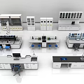 Modern Laboratory Interior With Workbenches Cabinets Fume Hoods And Scientific Equipment