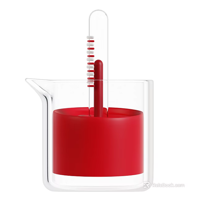 Industrial Equipment With Glass Beaker Containing Red Liquid And Graduated Stirrer Tube 3d model 