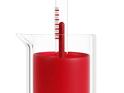 Industrial Equipment With Glass Beaker Containing Red Liquid And Graduated Stirrer Tube 3d model