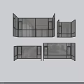 Modern Floor To Ceiling Windows With Black Frame And Transparent Glass Design 3d model