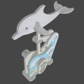 3D Dolphin Shaped Decorative Ornament With Ocean Themed Base Design