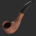Wooden Smoking Pipe as Practical Household Item with Curved Design and Black Mouthpiece