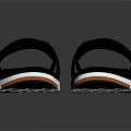 Black Cross Strap Leather Slippers with White Orange Sole and Casual Design