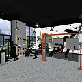 Modern Fitness Gym Interior With Workout Equipment Green Plants And Training Space