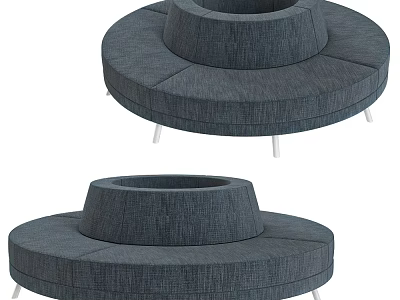 Modern Round Multi Person Sofa With Navy Blue Fabric And Metal Legs Design 3d model