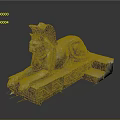 Winged Lioness Cat Shaped Bronze Colored Sculpture Carving With Intricate Pedestal Details