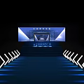 Event Stage With Blue Carpet Steps Lighting And Large Screen 3d model