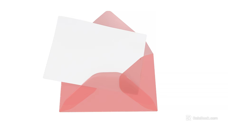 Open Pink Envelope with White Card for Ecommerce Mailing and Notifications 3d model 