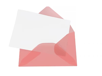 Open Pink Envelope with White Card for Ecommerce Mailing and Notifications 3d model