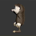 Cartoon Hedgehog Game Character With Big Eyes Brown Body And Clawed Limbs