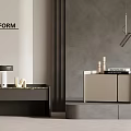 Modern Bedside Tables With Contemporary Design Sleek Marble Top And Decorative Items On Gray Wall