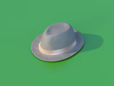 Gray Hat With Light Pink Ribbon For Daily Use On Green Background 3d model