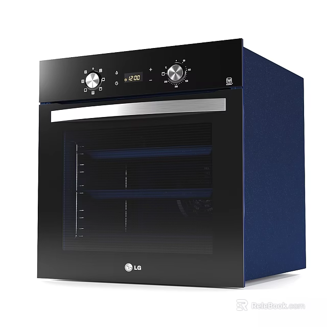LG Black And Blue Oven With Glass Door Control Panel And Interior Racks 3d model 