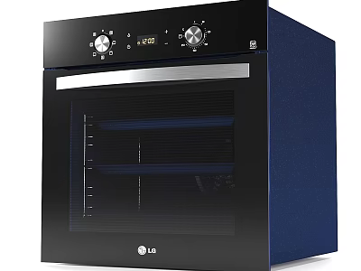 LG Black And Blue Oven With Glass Door Control Panel And Interior Racks 3d model