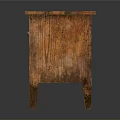 Vintage Wooden Cabinet With Carved Details And Two Doors Rustic Wood Grain Finish On Legs