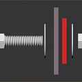 Industrial Mechanical Equipment Component With Red Plate Purple Base And Bolt Nut