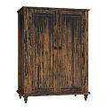 Rustic Vintage Wooden Storage Cabinets With Double Doors Carved Panels And Tapered Legs