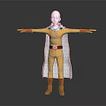 Game And Movie Character With Bald Head Yellow Jumpsuit Red Gloves Boots And White Cape
