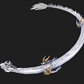 Silver White Mythical Dragon 3D Model With Golden Accents And Detailed Scales