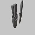 Tactical Weapon Double Knives With Wooden Handles Metal Blades And Leather Sheath