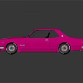Pink Customized Vintage Sedan With Shiny Metallic Finish And Dark Background Reflection