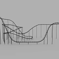 Thrilling Amusement Park Roller Coaster With Curved Metal Tracks And Undulating Design