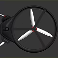 Black Circular Mechanical Structure With White Blades And Red Components Design